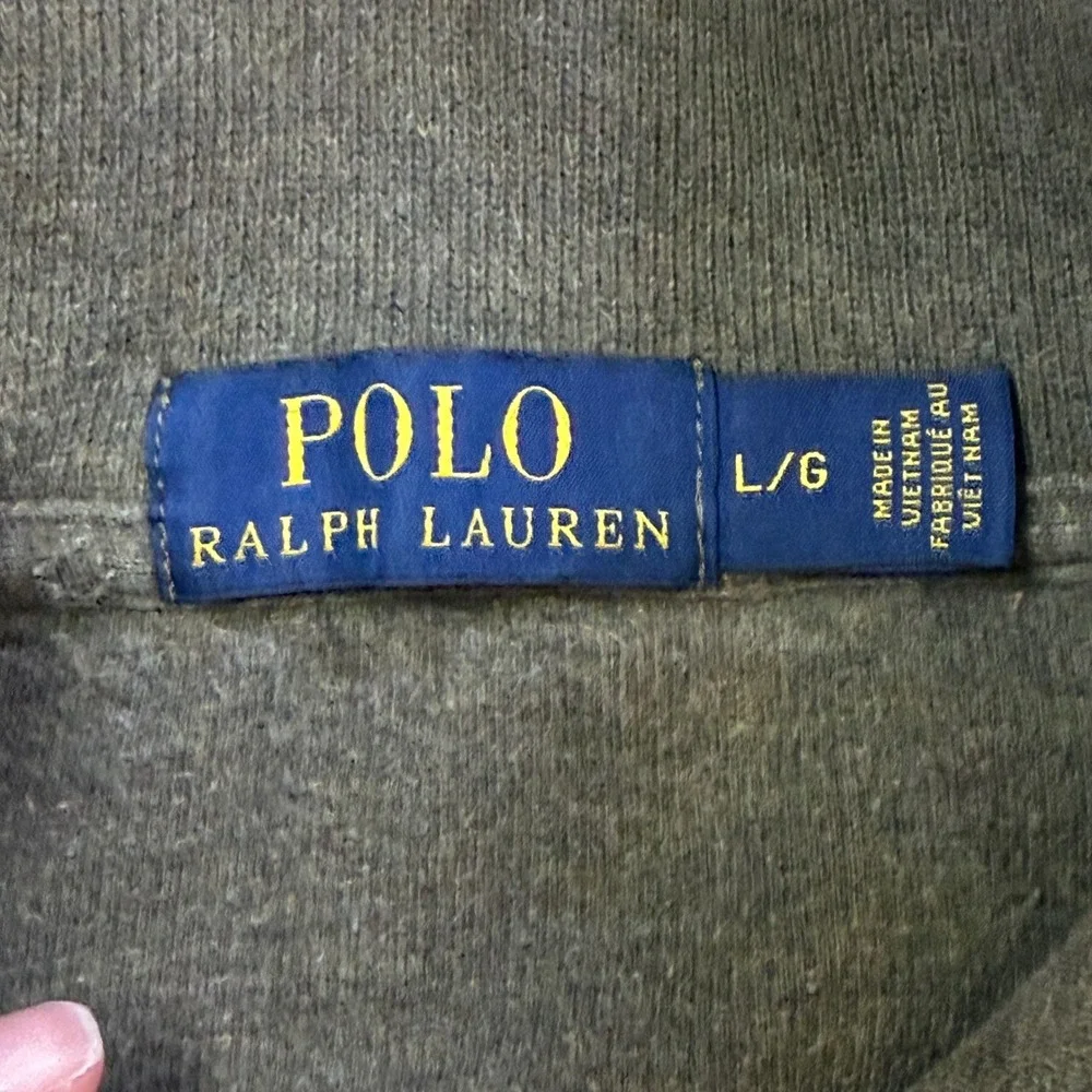 Polo Ralph Lauren Quarter Zip Pullover Men‎ L Gray Cotton Knit Pony Logo